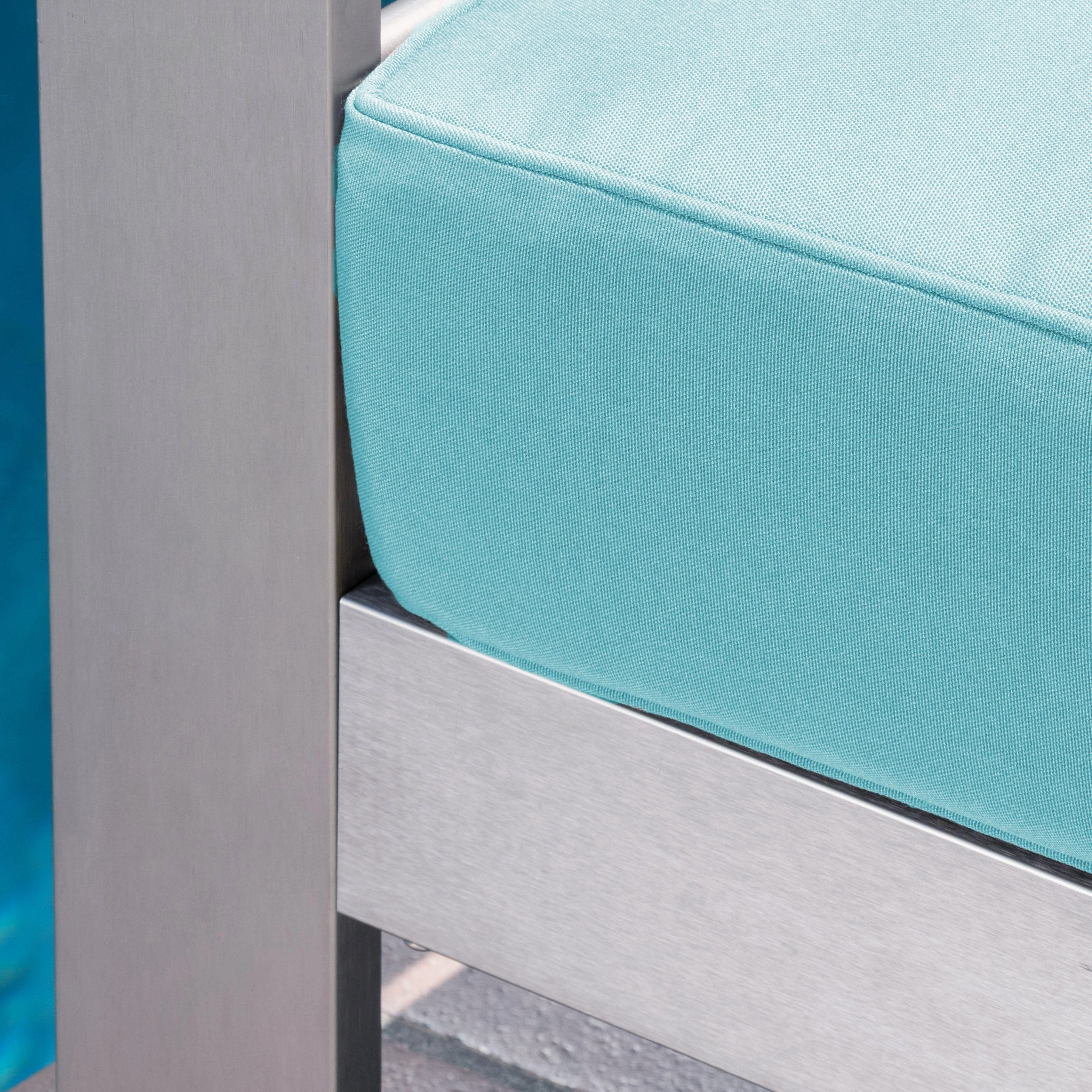 Outdoor Aluminum Club Chairs and Faux Wood Side Table Set with Cushions - NH367403