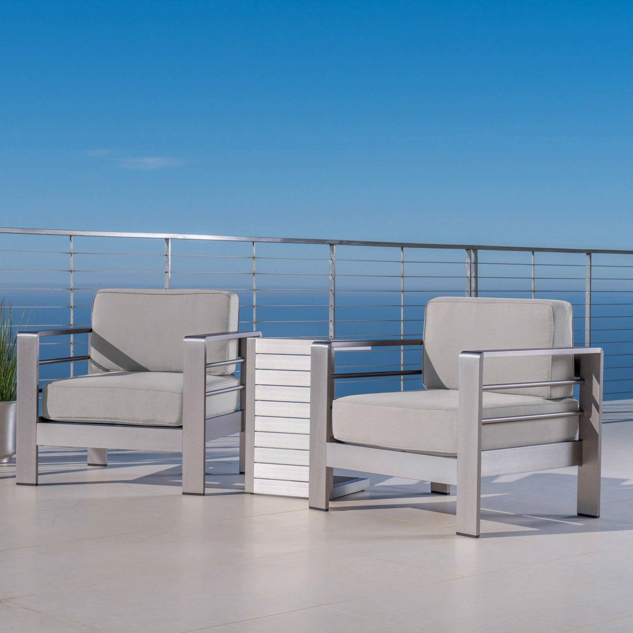 Outdoor Aluminum Club Chairs and Side Table Set with Cushions - NH463403 clothes rack, garment rack