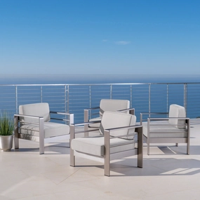 Outdoor Aluminum Club Chairs with Cushions (Set of 4) - NH953403 chandelier, pendant light