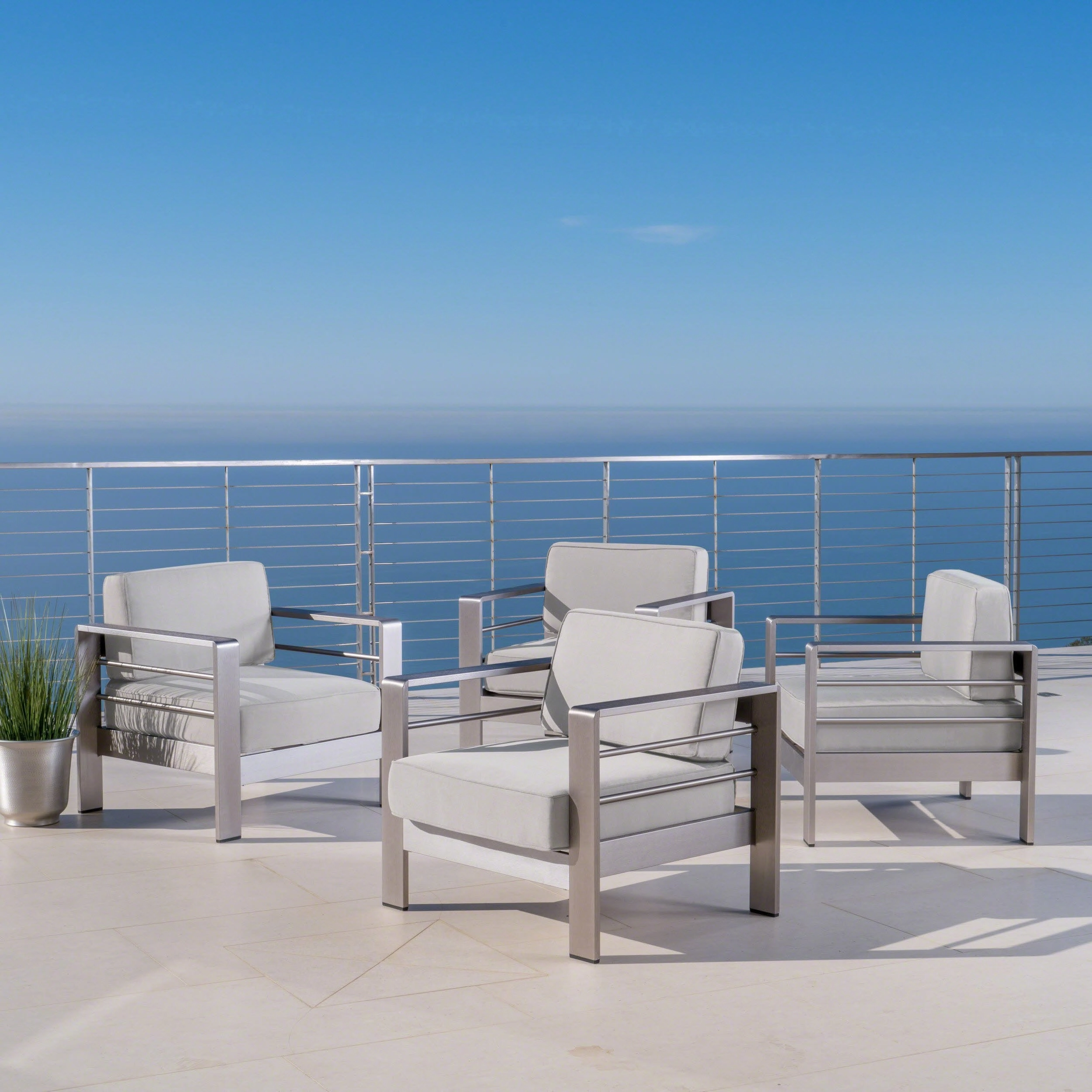 Outdoor Aluminum Club Chairs with Cushions (Set of 4) - NH953403 chandelier, pendant light