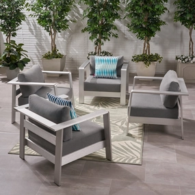 Outdoor Aluminum Club Chairs with Cushions (Set of 4) - NH979803 chandelier, pendant light