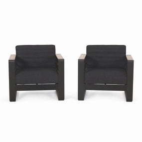 Outdoor Aluminum Club Chairs with Water Resistant Cushions, Set of 2, Dark Gray, Natural, and Black - NH554413 chandelier, pendant light