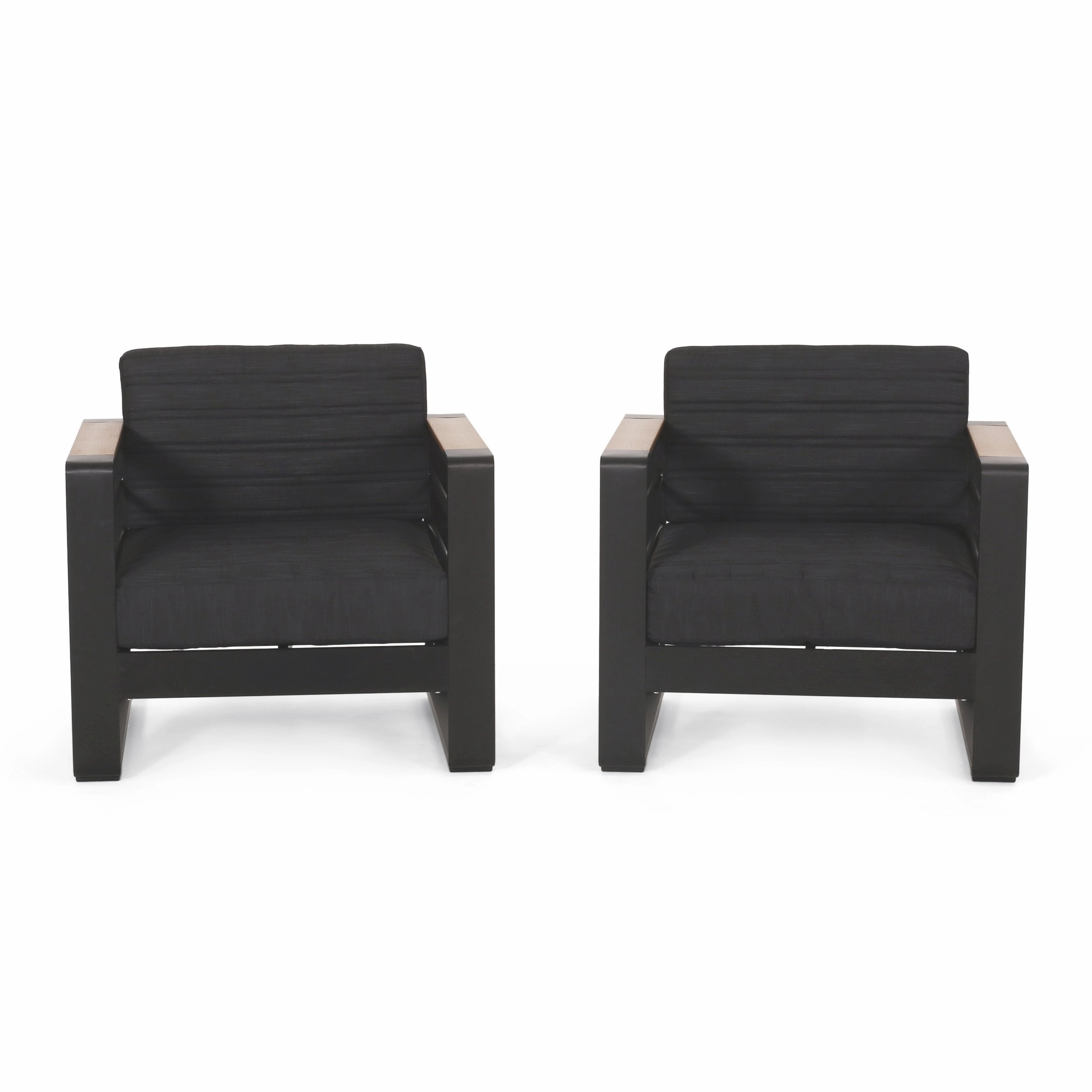 Outdoor Aluminum Club Chairs with Water Resistant Cushions, Set of 2, Dark Gray, Natural, and Black - NH554413 chandelier, pendant light