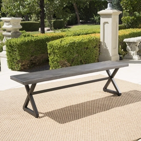 Outdoor Aluminum Dining Bench with Black Steel Frame - NH784203 stair tread rug, stair mat