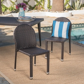 Outdoor Aluminum Frame Wicker Stackable Dining Chairs - Set of 2 - NH932103 chandelier, pendant light