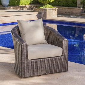 Outdoor Aluminum Framed Mix Brown Wicker Swivel Club Chair - NH621203 chandelier, pendant light