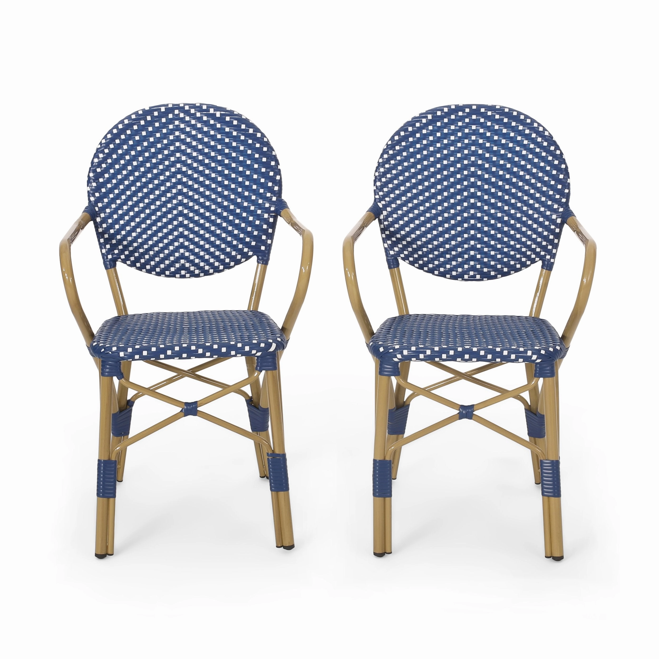 Outdoor Aluminum French Bistro Chairs, Set of 2, Dark Teal, White, and Bamboo Finish - NH144413 chandelier, pendant light