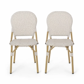 Outdoor Aluminum French Bistro Chairs, Set of 2, Light Brown and Bamboo Finish - NH244413 chandelier, pendant light