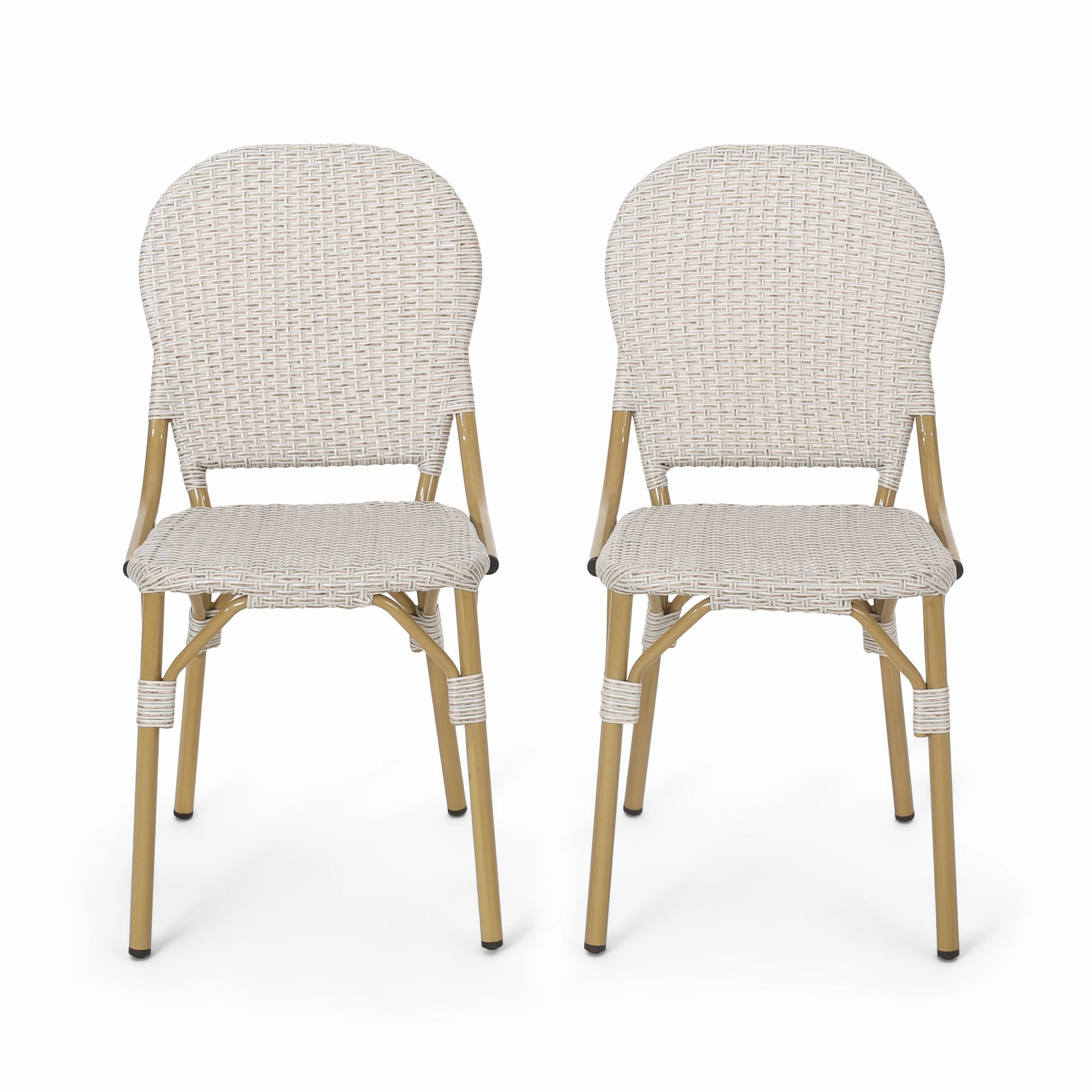Outdoor Aluminum French Bistro Chairs, Set of 2, Light Brown and Bamboo Finish - NH244413 chandelier, pendant light