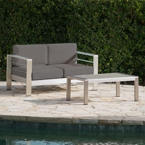 Outdoor Aluminum Loveseat and Coffee Table Set - NH194303 clothes rack, garment rack