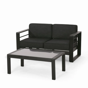 Outdoor Aluminum Loveseat and Coffee Table Set - NH685313 clothes rack, garment rack