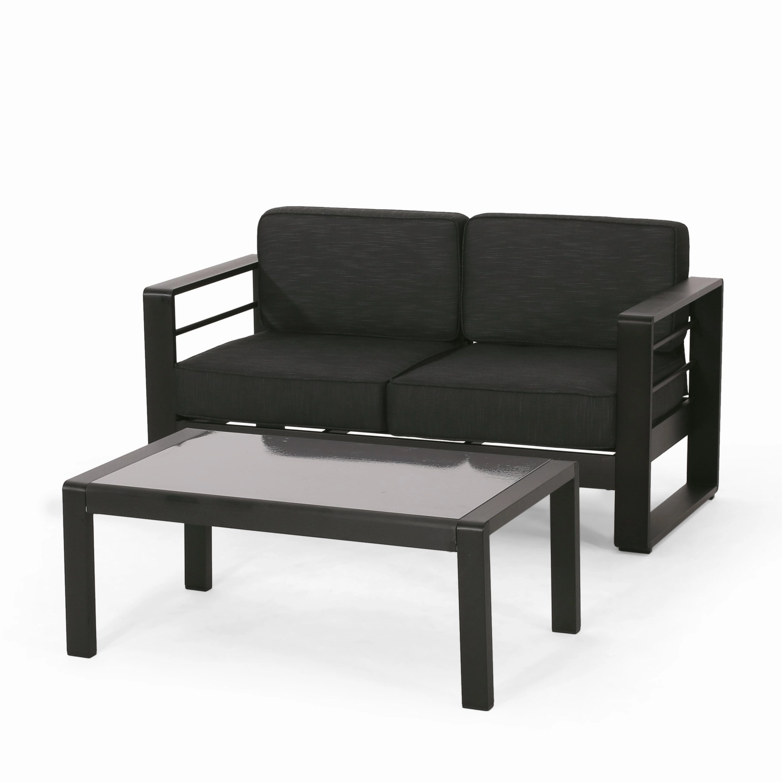 Outdoor Aluminum Loveseat and Coffee Table Set - NH685313 clothes rack, garment rack