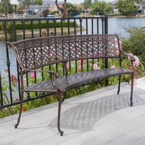 Outdoor Antique Copper Cast Aluminum Bench - NH669492 stair tread rug, stair mat