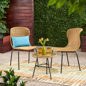 Outdoor Boho Wicker 3 Piece Chat Set - NH796113 clothes rack, garment rack