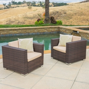 Outdoor Brown PE Wicker Sofa Club Chairs (Set of 2) - NH568592 chandelier, pendant light