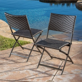 Outdoor Brown Wicker Folding Chair (Set of 2) - NH224692 chandelier, pendant light