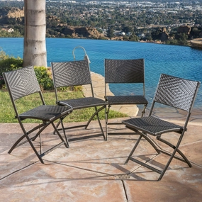 Outdoor Brown Wicker Folding Chair (Set of 4) - NH324692 chandelier, pendant light