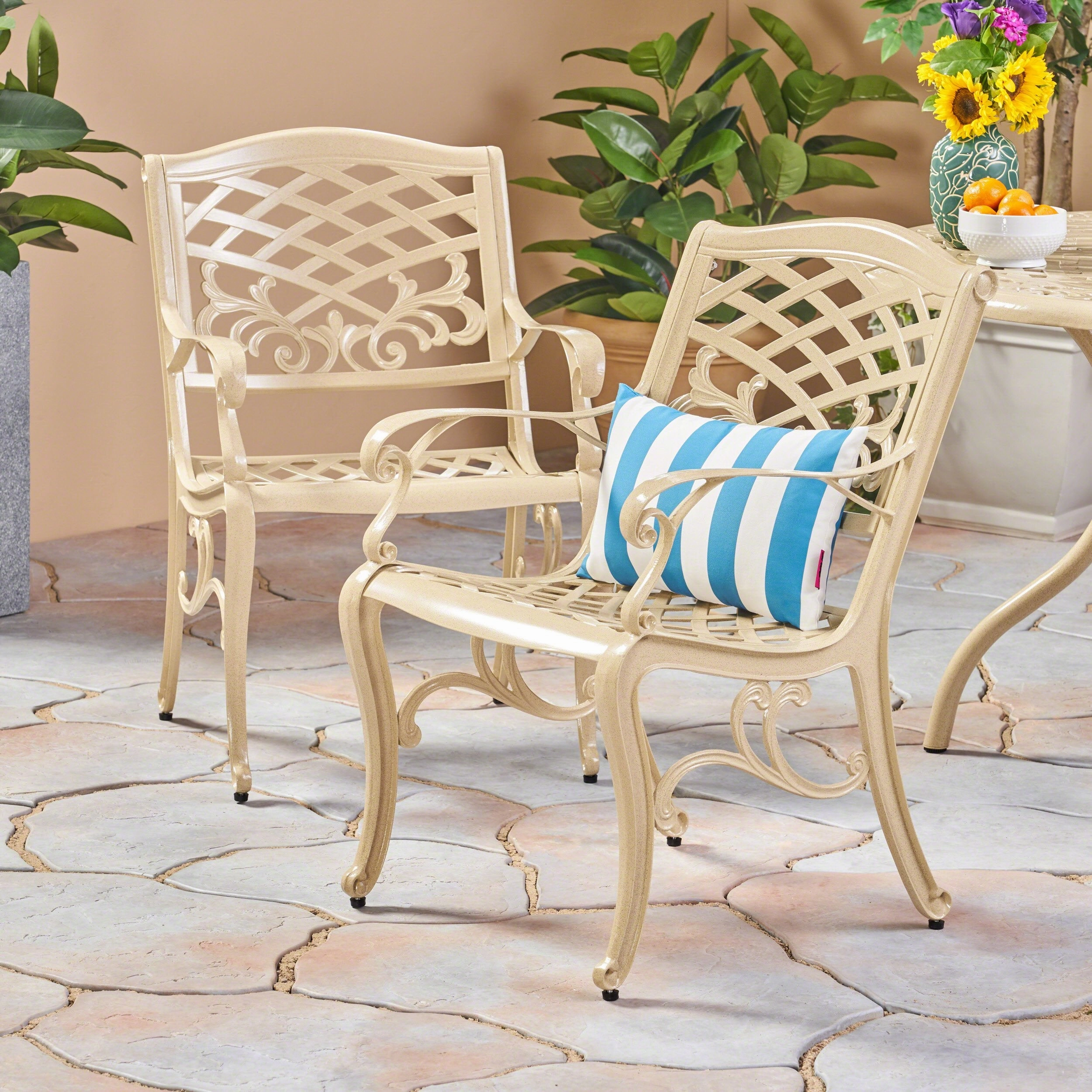 Outdoor Cast Aluminum Arm Chair (Set of 2) - NH456503 chandelier, pendant light