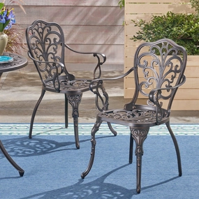 Outdoor Cast Aluminum Dining Chair (Set of 2), Shiny Copper - NH423503 chandelier, pendant light