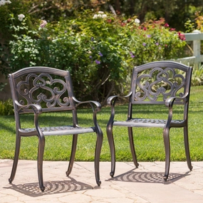 Outdoor Cast Aluminum Dining Chairs (Set of 2), Patina Copper - NH366003 chandelier, pendant light