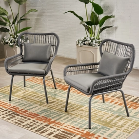 Outdoor Club Chairs, Steel and Rope, Water-Resistant Cushions, Boho - NH705703 chandelier, pendant light