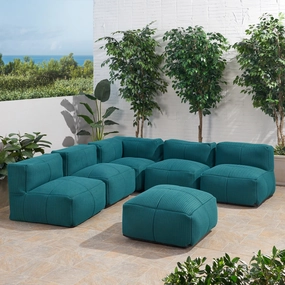 Outdoor Contemporary Fabric 5 Seater Bean Bag Sectional with Ottoman - NH032113 serving bowl, serving dish