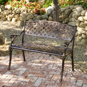 Outdoor Copper Cast Aluminum Bench - NH962932 stair tread rug, stair mat