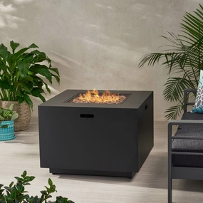 Outdoor Dark Gray Finish Iron 33 Inch Square Fire Pit - 50,000 BTU - NH303997 floor chair, tatami chair