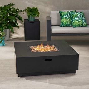 Outdoor Dark Gray Finish Iron 40 Inch Square Fire Pit - 50,000 BTU - NH610403 floor chair, tatami chair