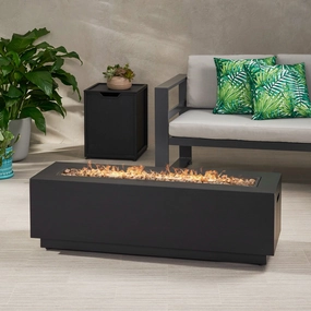 Outdoor Dark Gray Iron Rectangular Propane Fire Pit - 50,000 BTU - NH710403 floor chair, tatami chair