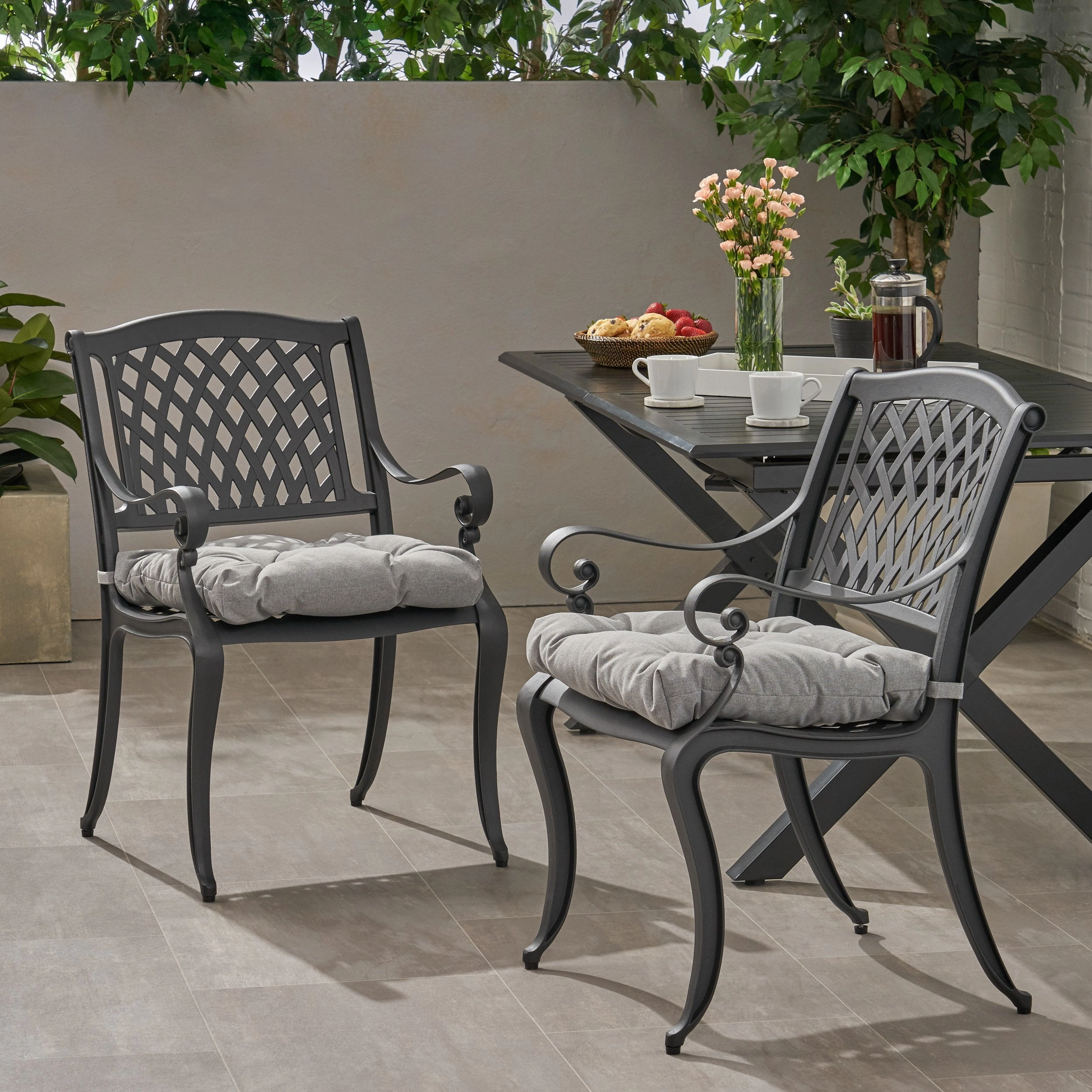 Outdoor Dining Chair with Cushion (Set of 2) - NH501013 chandelier, pendant light
