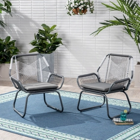 Outdoor Faux Rattan Club Chair (Set of 2) - NH680503 chandelier, pendant light