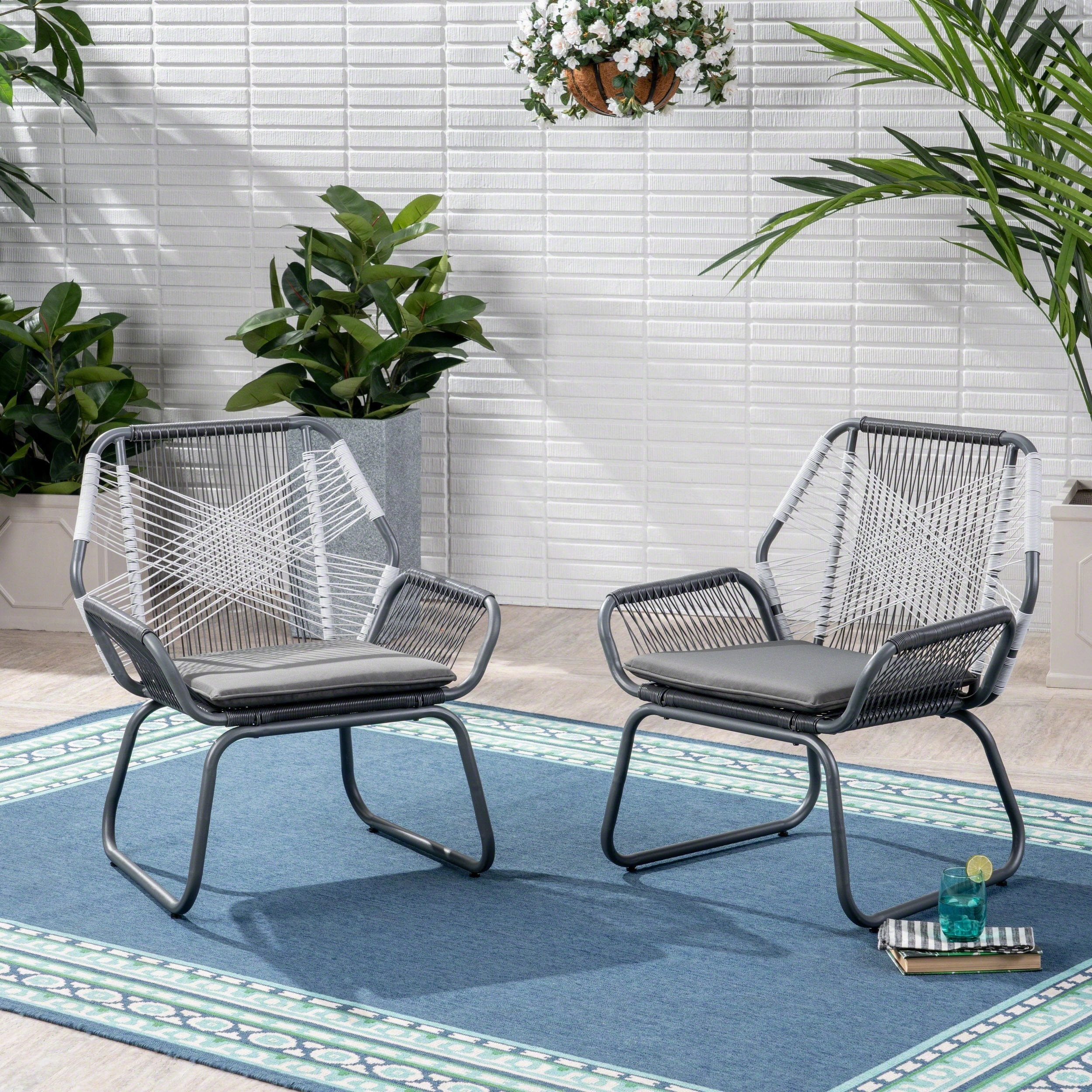 Outdoor Faux Rattan Club Chair (Set of 2) - NH680503 chandelier, pendant light