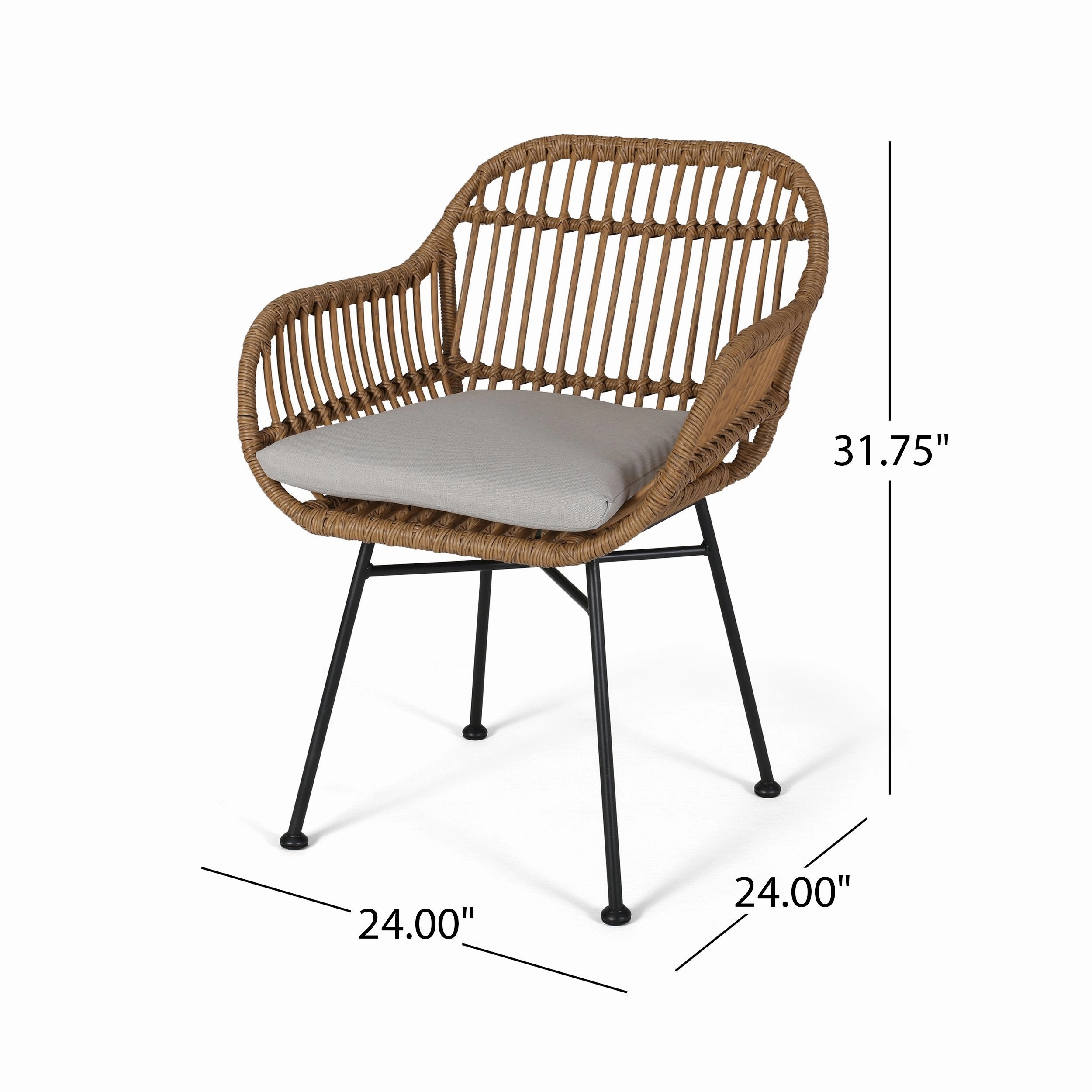 Outdoor Faux Wicker 2 Seater Chat Set with Tempered Glass Table - NH456903