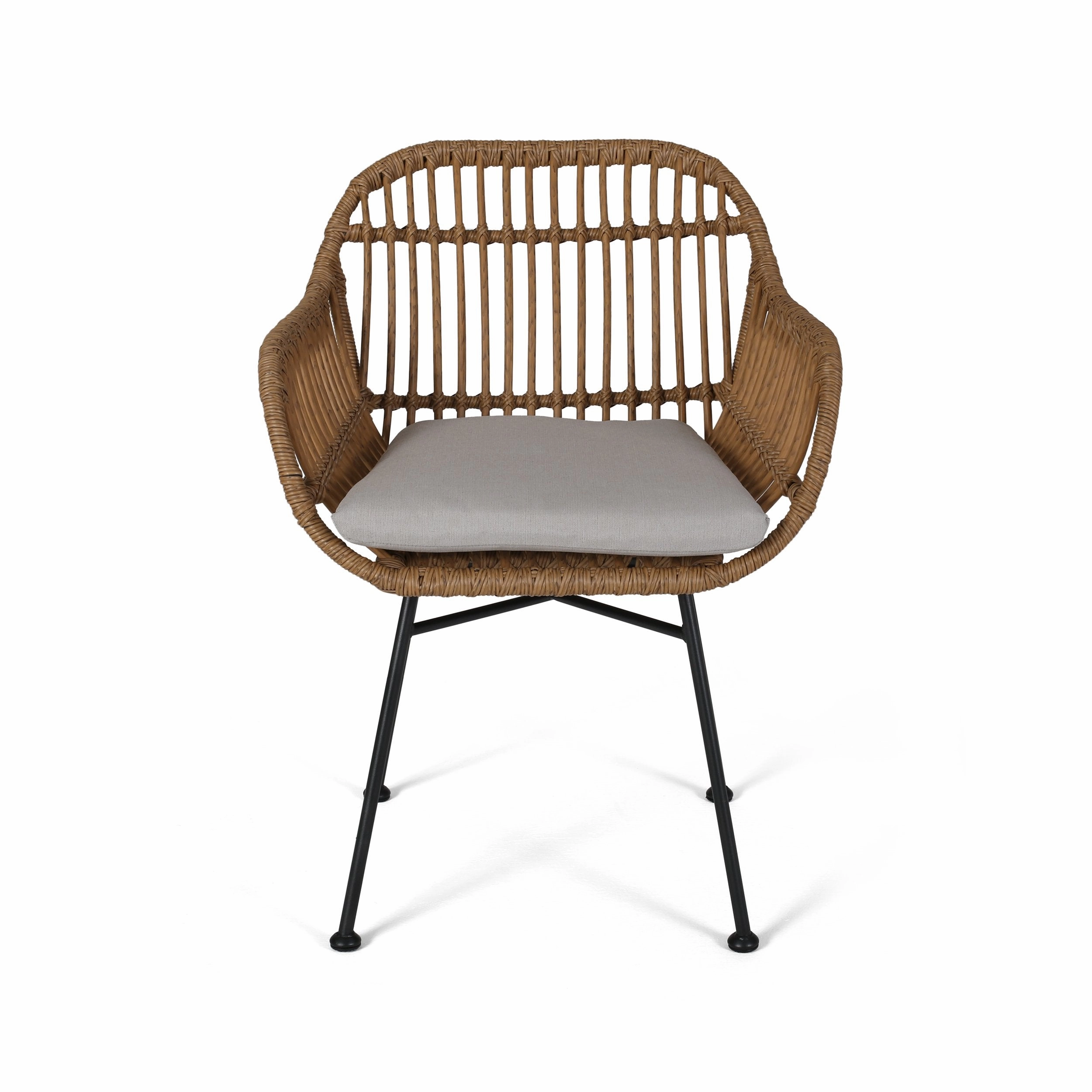Outdoor Faux Wicker 2 Seater Chat Set with Tempered Glass Table - NH456903