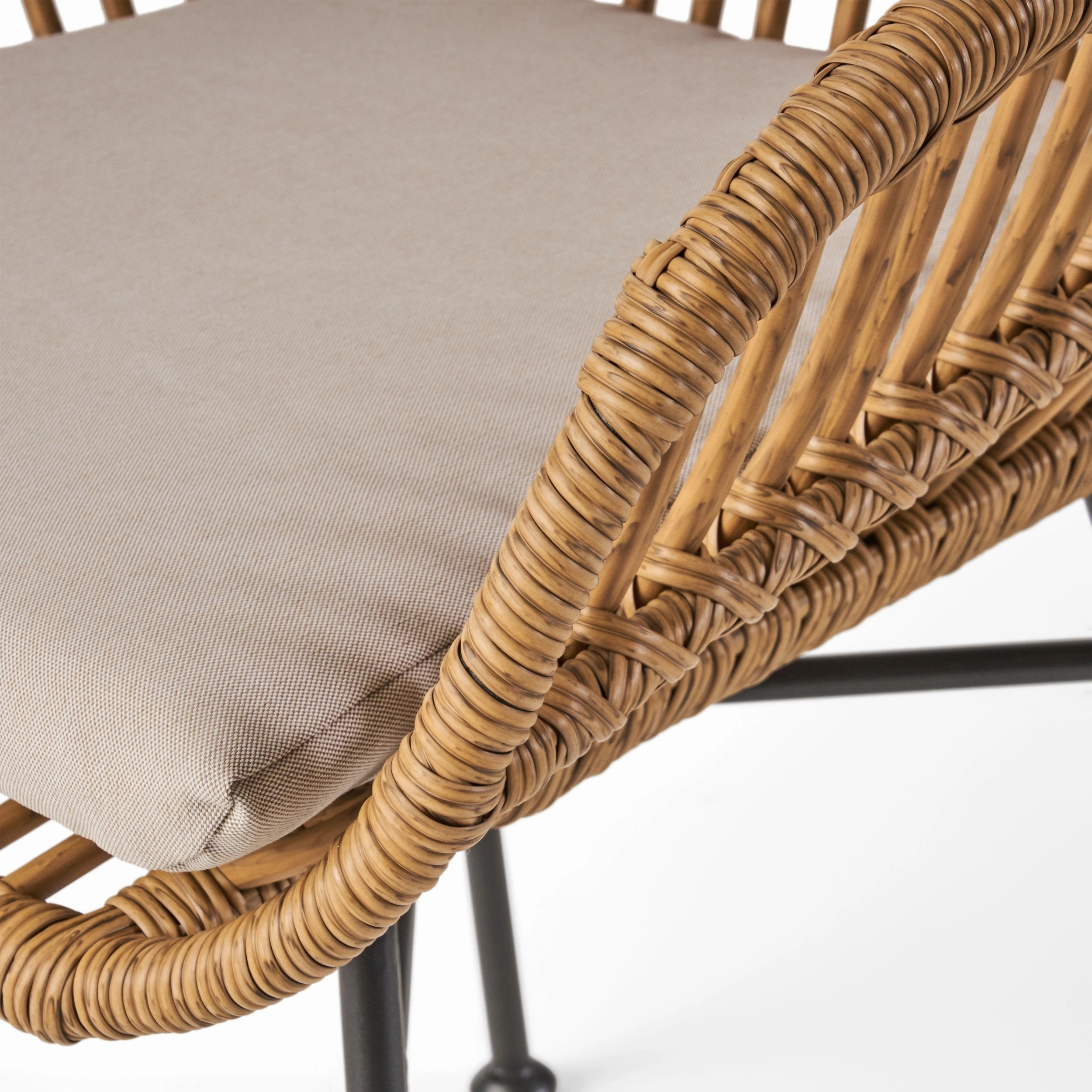 Outdoor Faux Wicker 2 Seater Chat Set with Tempered Glass Table - NH456903