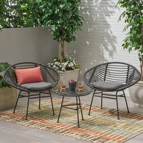 Outdoor Faux Wicker 2 Seater Chat Set with Tempered Glass Table - NH656903 clothes rack, garment rack
