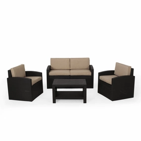 Outdoor Faux Wicker 4 Seater Chat Set with Cushions - NH953313 clothes rack, garment rack