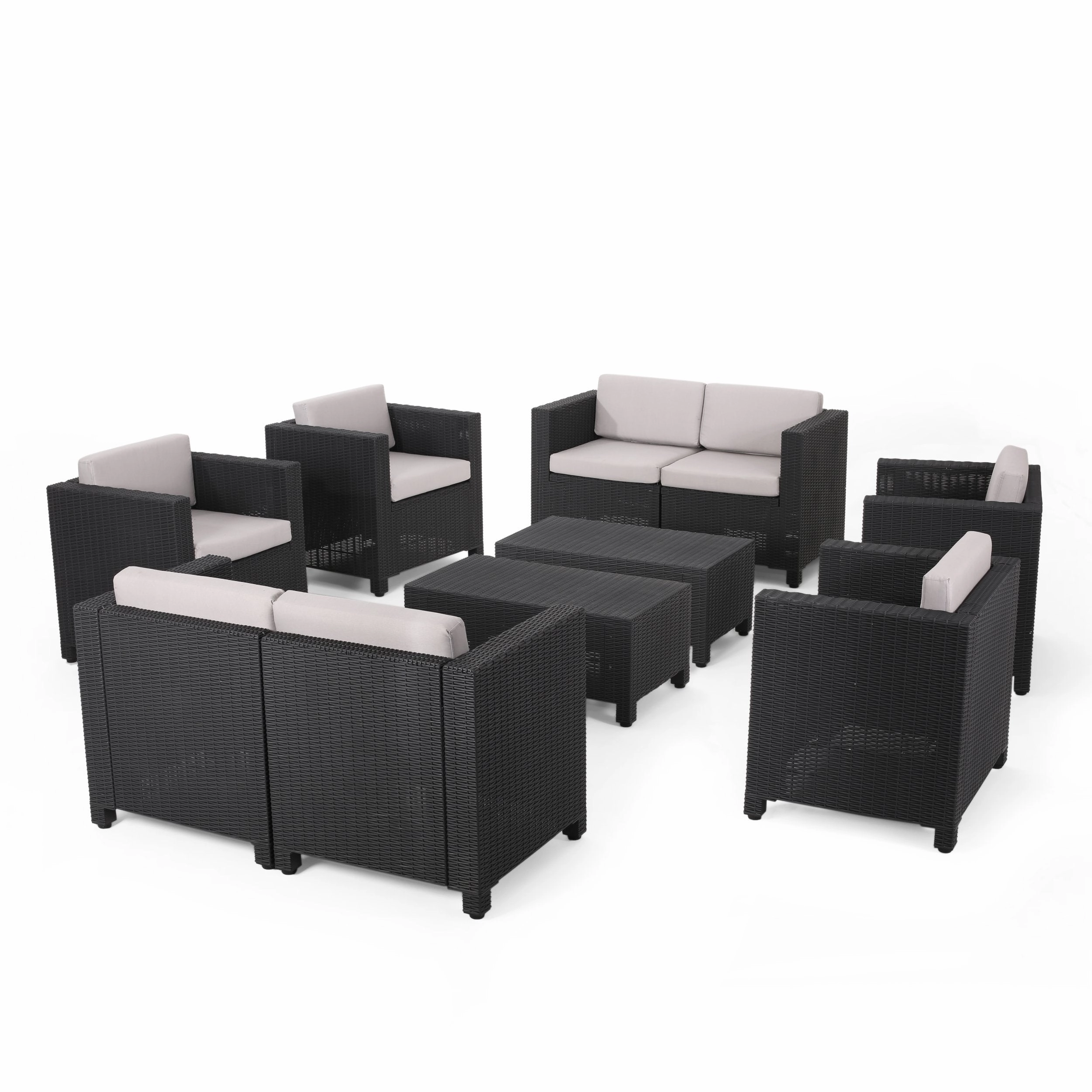 Outdoor Faux Wicker 8 Seater Chat Set with Cushions - NH118213
