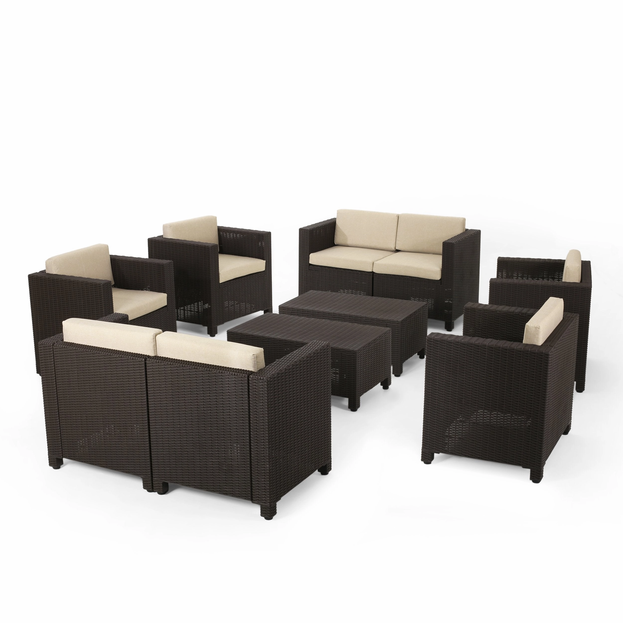Outdoor Faux Wicker 8 Seater Chat Set with Cushions - NH118213 clothes rack, garment rack