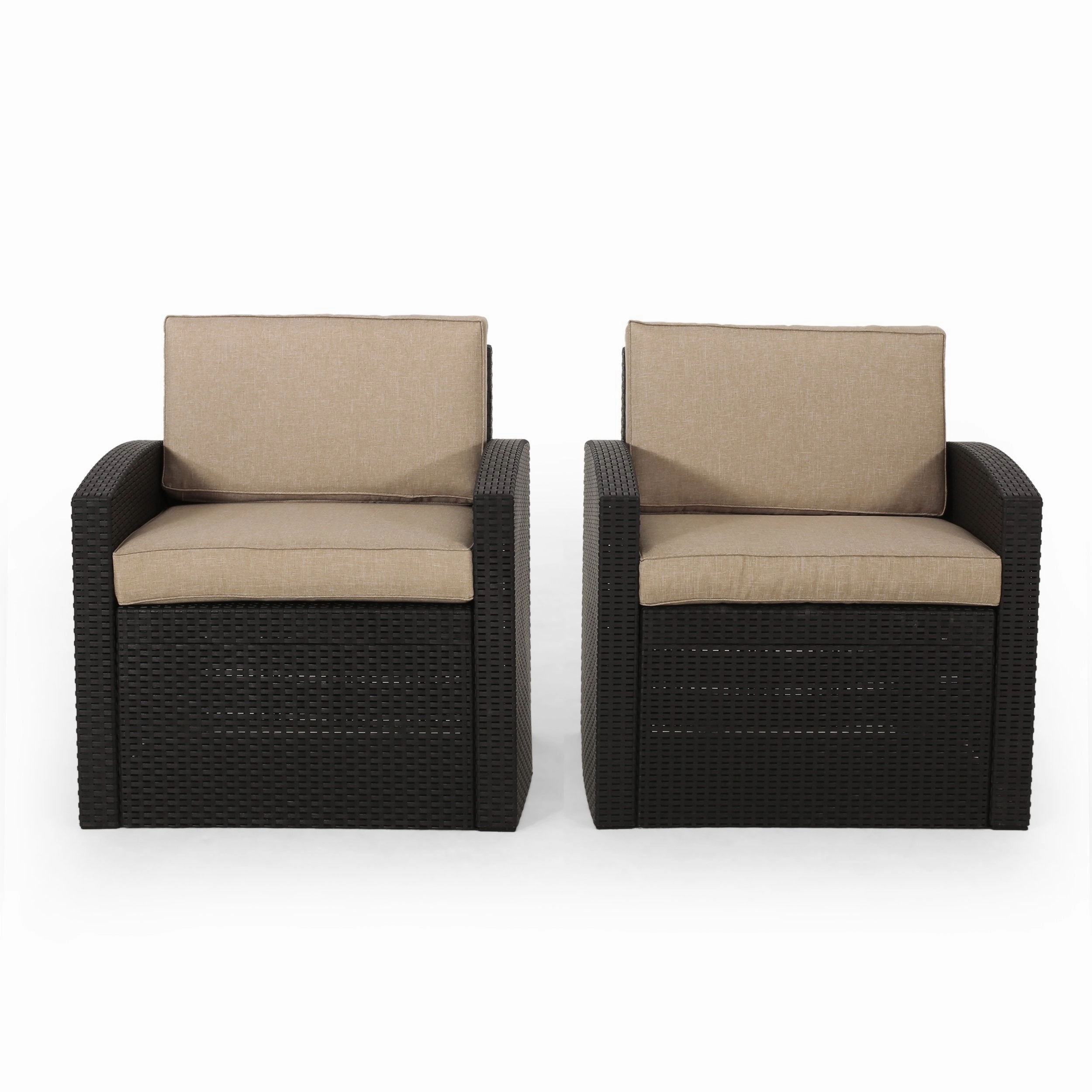 Outdoor Faux Wicker Club Chairs with Cushions (Set of 2) - NH263313 chandelier, pendant light
