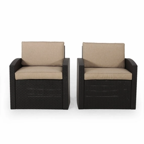 Outdoor Faux Wicker Club Chairs with Cushions (Set of 2) - NH263313 chandelier, pendant light