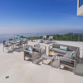 Outdoor Glass Dining Set with Sofa Set, Club Chairs, & Lounges - NH084003 cushion cover, soft furnishing