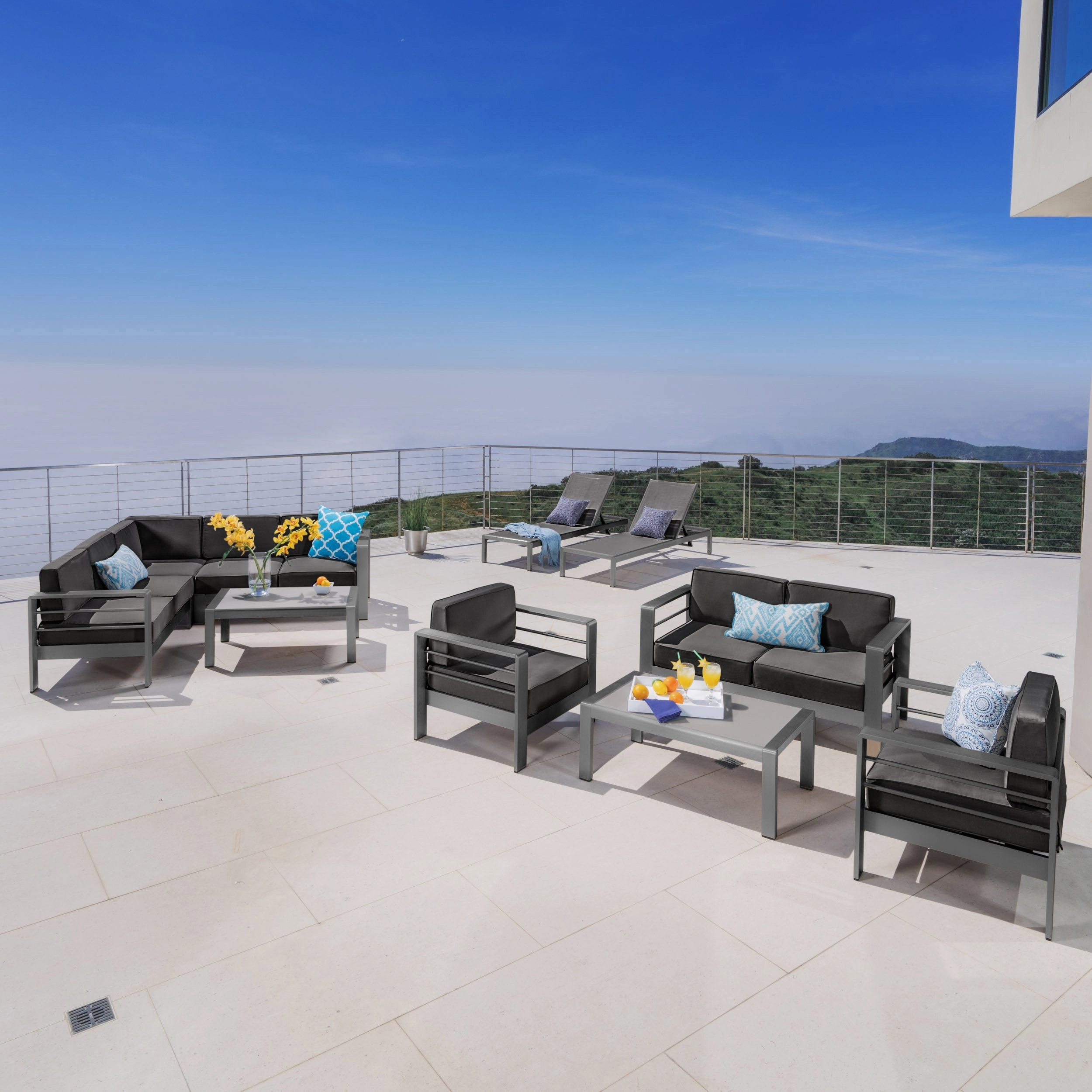 Outdoor Gray Aluminum 10 Piece Estate Patio Collection - NH018103 cushion cover, soft furnishing