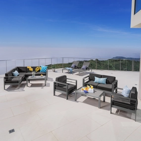 Outdoor Gray Aluminum 10 Piece Estate Patio Collection - NH018103 cushion cover, soft furnishing