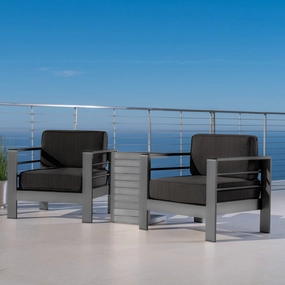 Outdoor Gray Aluminum 3 Piece Chat Set with Water Resistant Cushions - NH197103 clothes rack, garment rack