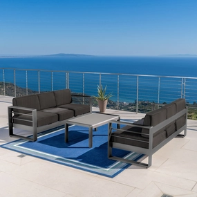 Outdoor Gray Aluminum 3 Piece Sofa Set with Dark Gray Water Resistant - NH487103 cushion cover, soft furnishing