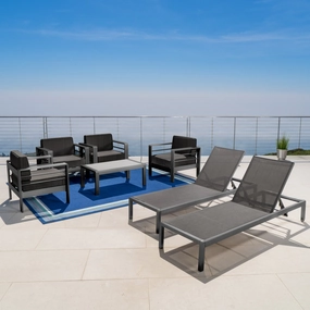 Outdoor Gray Aluminum 7 Piece Chat Set with Pair of Lounges - NH208103 clothes rack, garment rack