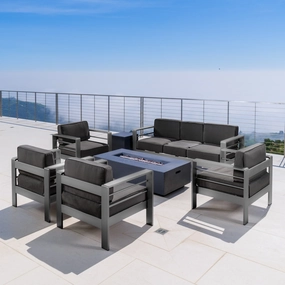 Outdoor Gray Aluminum 7 Piece Sofa Chat Set with Fire Table - NH587103 cushion cover, soft furnishing