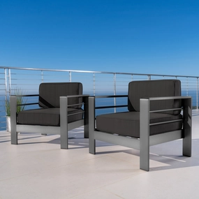 Outdoor Gray Aluminum Club Chairs with Water Resistant Cushions - NH597103 chandelier, pendant light